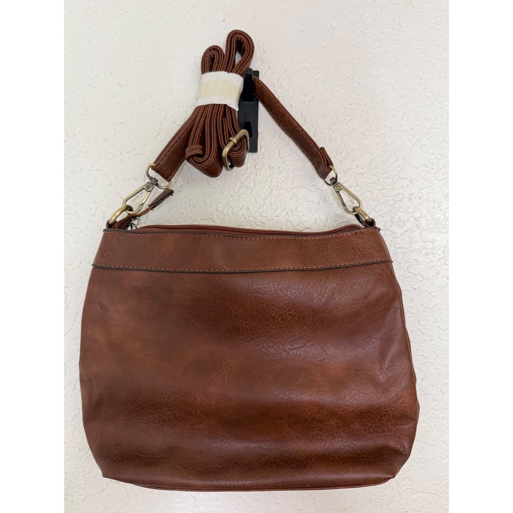 Malibu Skye Brown Faux Leather Crossbody Bag Leopard Print Lined‎